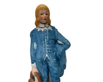 Vintage Bisque Porcelain Blue Boy Figurine, Gainsborough Style