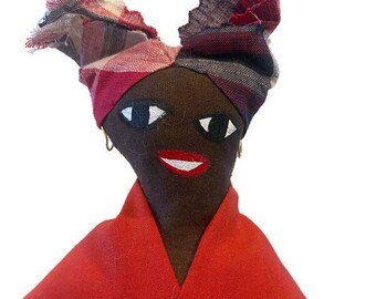 Caribbean Black Doll | Vintage Rag Doll | Folk Art from Antigua | Hand Made Toy | Island Doll | African Doll