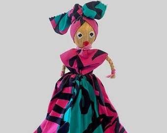 Vintage Caribbean Rag Doll | Straw Rope String Art, Island Decor