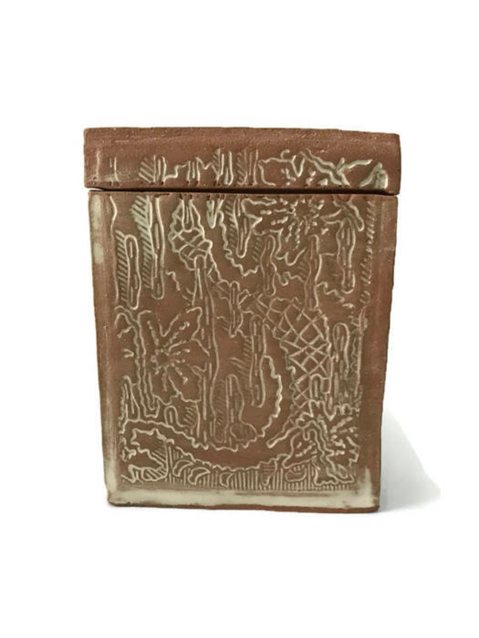 Unique Etched Natural Clay Box With Lid Intricate Artwork Etsy