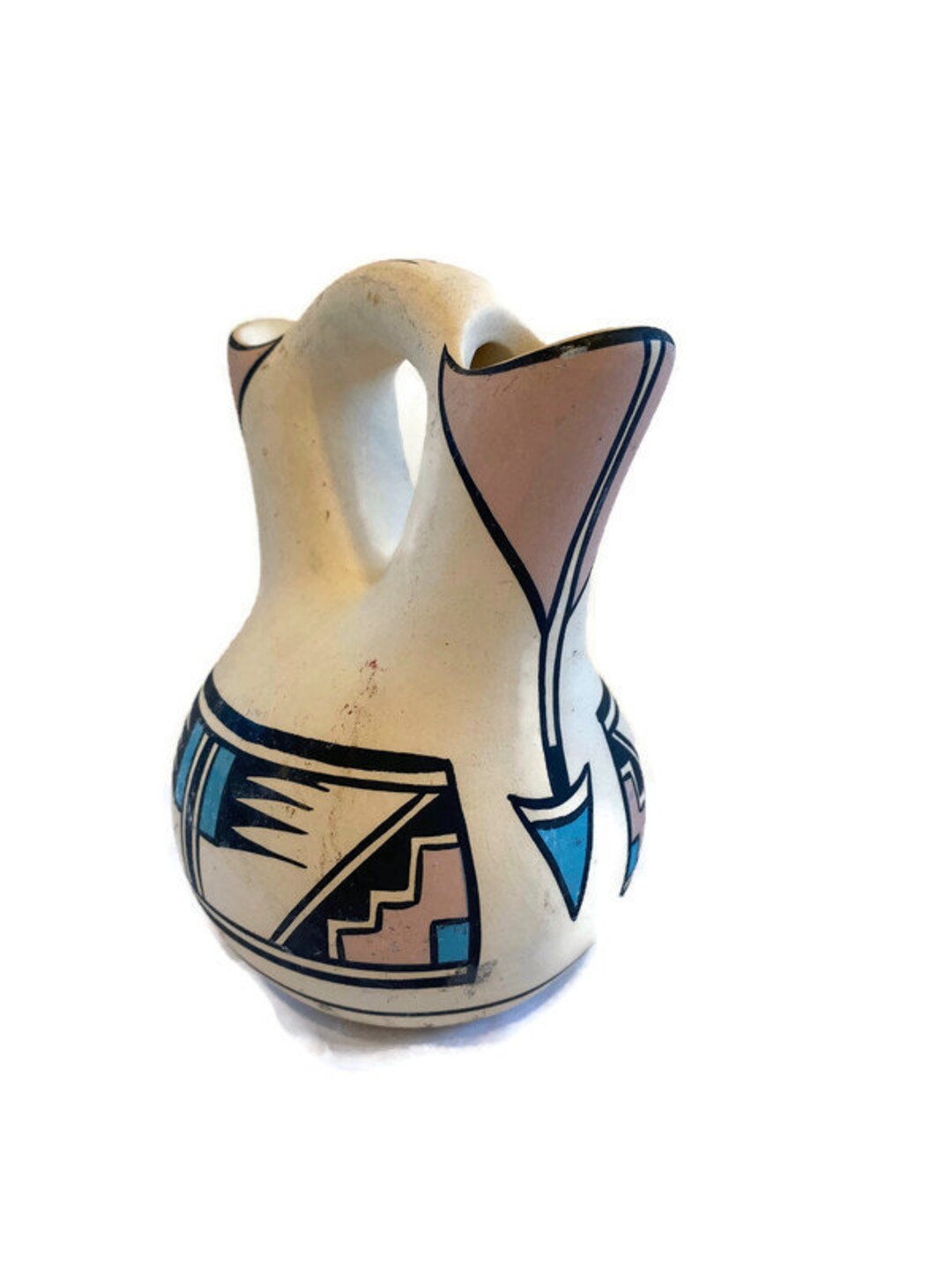Vintage Native American Wedding Vase Handmade Pottery Vessel Signed and Numbered Southwest Art