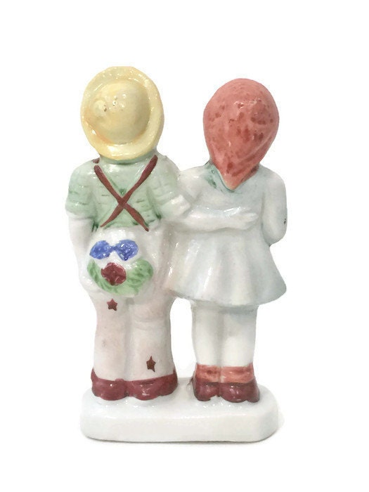 新しい季節 Girl & Boy Vintage Porcelain in Made Painted, Hand Figurine, その他