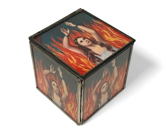 Vintage Anima Sola Keepsake Box | Mexican Metal & Glass Trinket Box