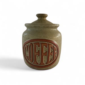 Vintage Ceramic Coffee Canister | 1970s Speckled Stoneware Storage Jar | Retro Coffee Kitchen Decor
