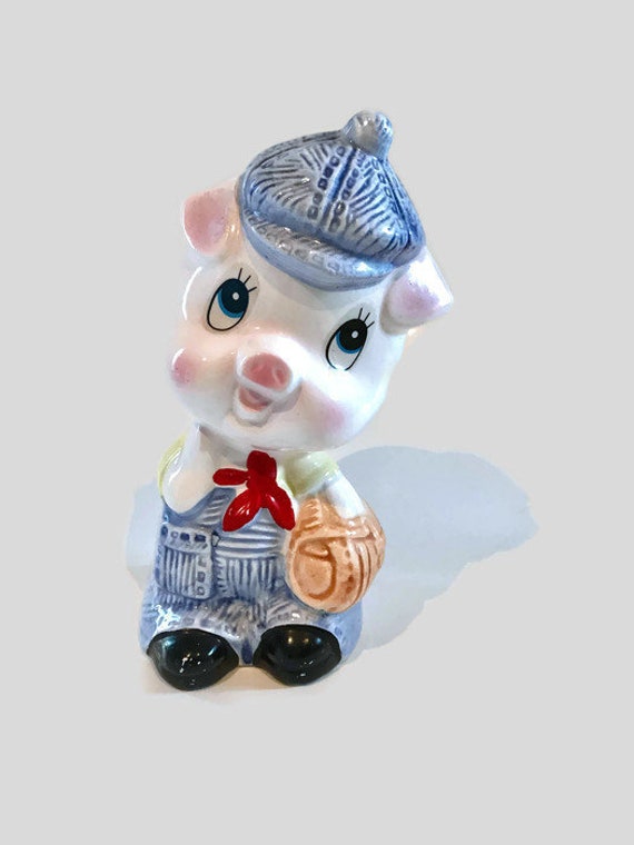 Vintage Piggy Bank Retro Ceramic Pig Happy Pig Cute Painted Etsy