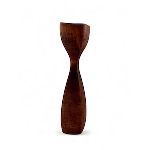 Deens gedraaide teakhouten kandelaar | Vintage houten kandelaar | Kandelaar uit het midden van de eeuw | Minimalistisch |  MCM-decor