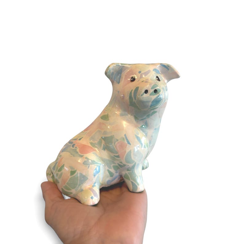 Vintage pastellfärgad decoupagegrisfigur bild 6