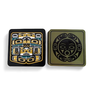 Indigenous Art Drink Coasters – Set of Colorful Cork-Backed Coasters – Unique Barware & Home Decor