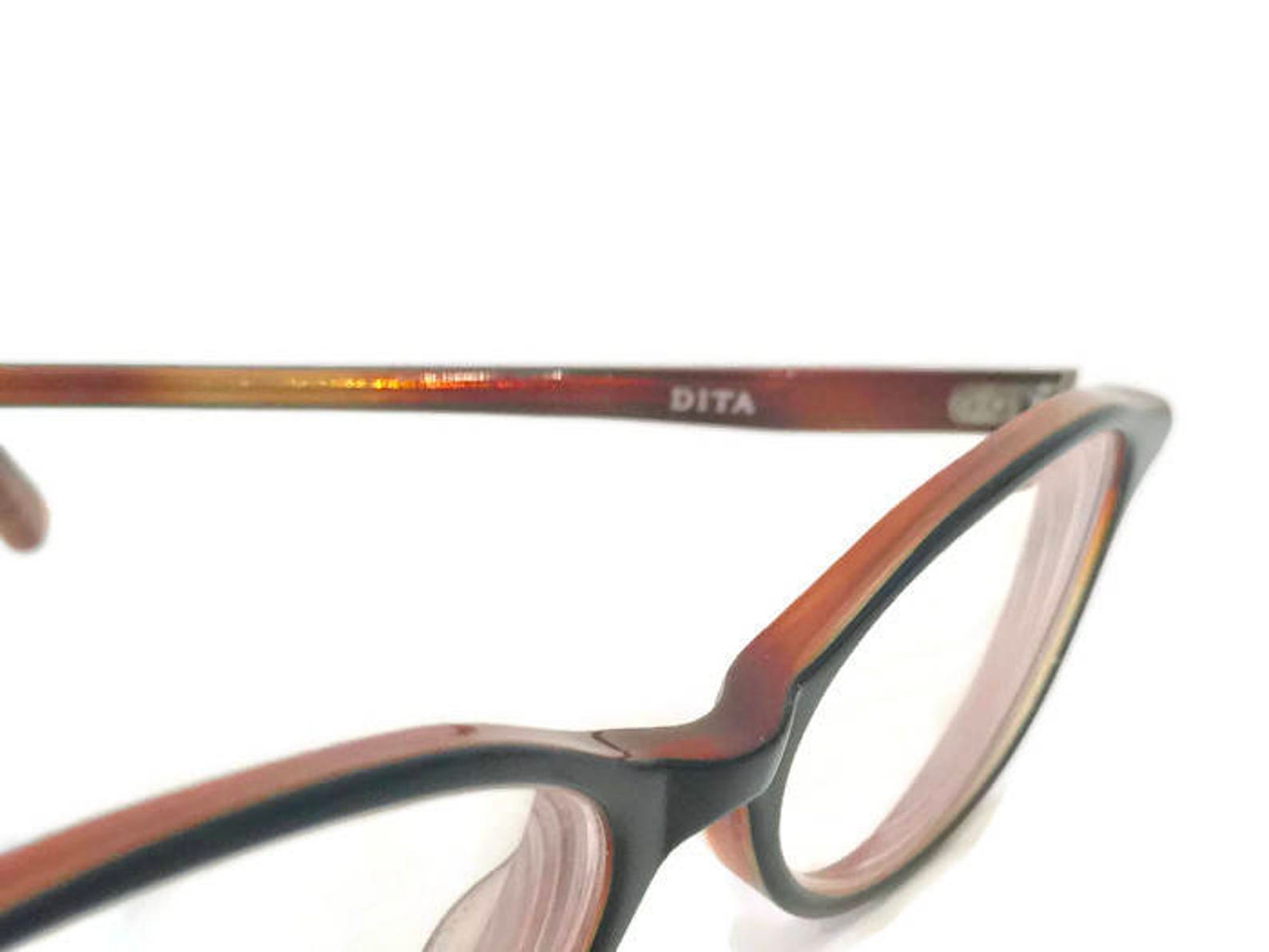 Vintage Dita Blackbrown Eyeglass Frames With Case Luxury Etsy