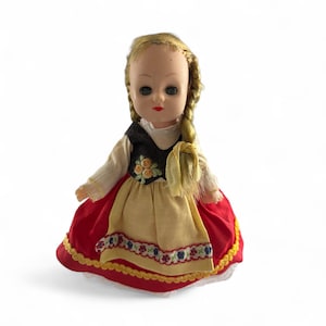 Vintage Folk Doll | Symbol of Quality Doll Style #7013 | Dressed in Swiss Style Traditional Costume with Sleeping Eyes