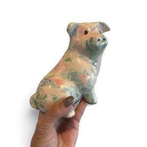 Vintage pastellfärgad decoupagegrisfigur bild 5