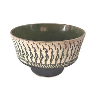 Ceramic Bowl | Mid Century Modern | Textured Two-Tone Pattern | Made in Holland | Vintage Bowl | Home Decor | Centerpiece Bowl