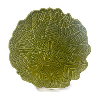 Green Leaf Majolica Plate | Serving Dish | Decorative Tableware | Collectible Majolica Pottery | Dishware | Replacement Dishes