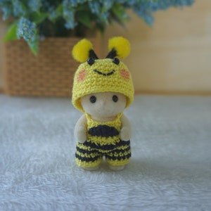 Crochet Clothes Bee outfit for Baby size 1.8" Made to Order #5008