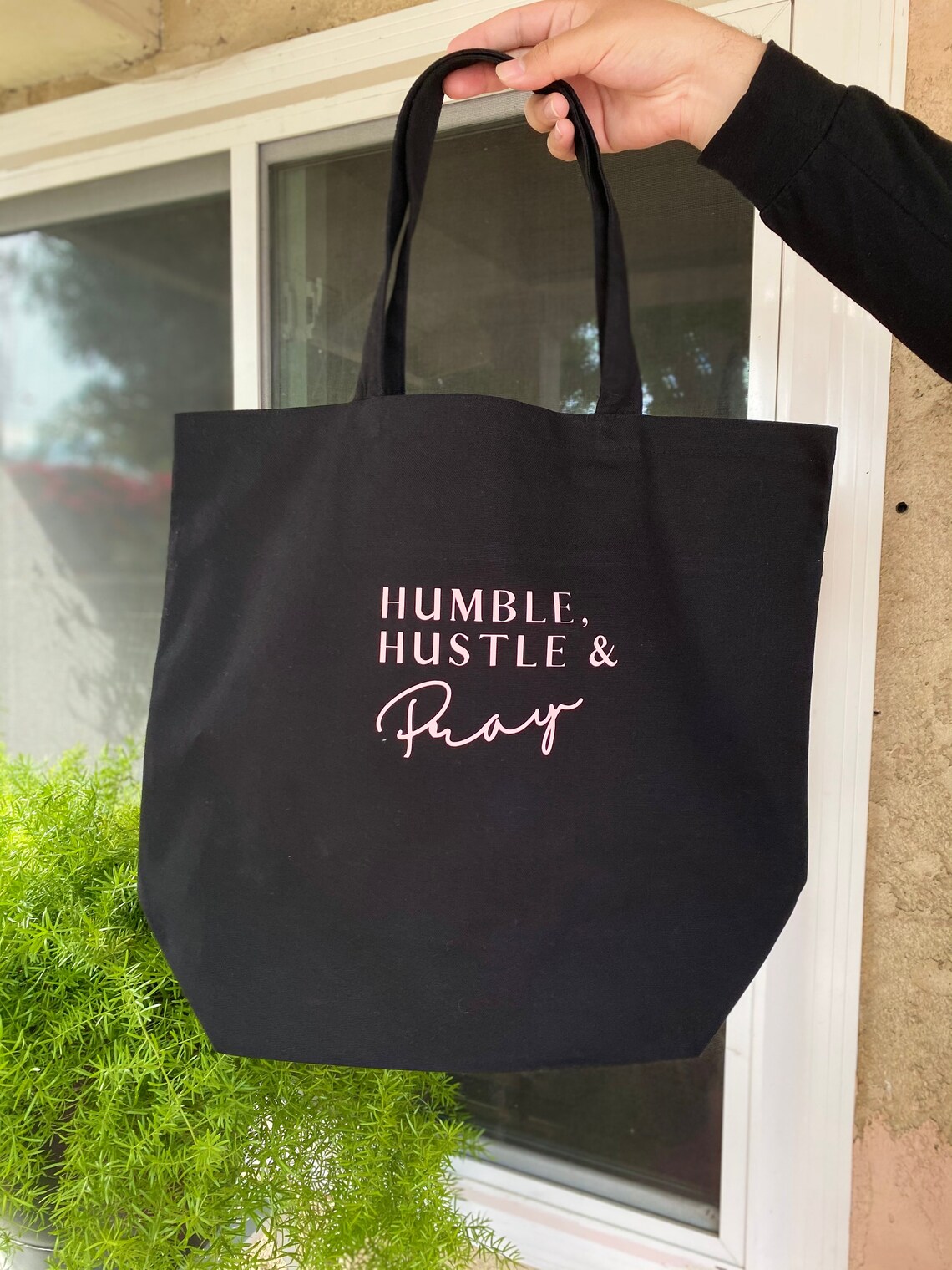 Humble and hustle tote bag/ hustle and pray bag/ canvas tote | Etsy