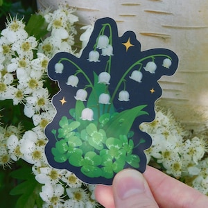 クローバーパッチマットビニールステッカー、植物テーマステッカー、花のアート、スズランアート、防水ステッカー、耐候性デカール