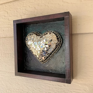 Mosaic Art,Mosaic  Heart in Box Frame,I LOVE YOU ,GIFT. wall art. 9x9x2&quot;