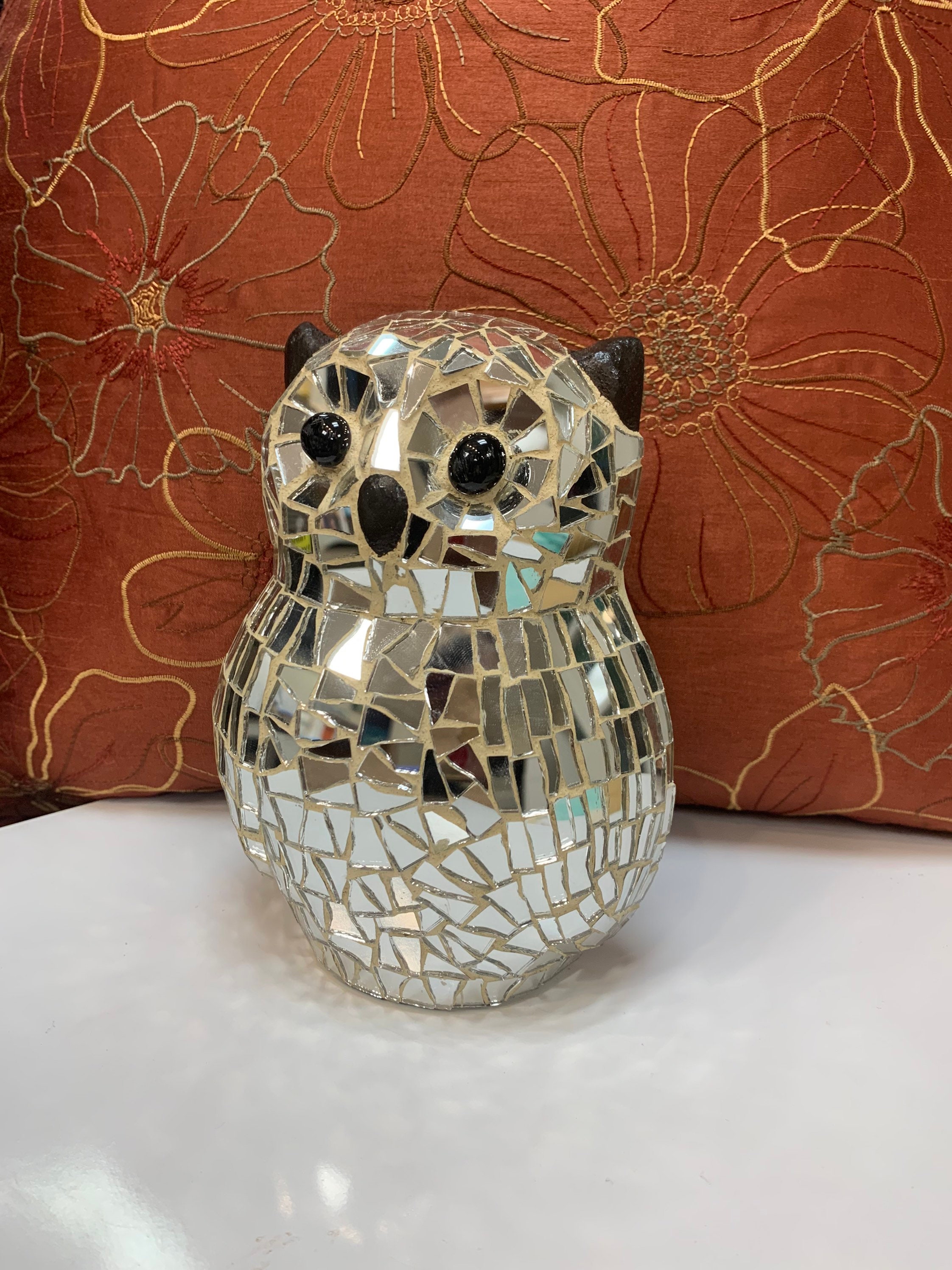 Looking Glass Mosaic Owl,Handmade Owl Wall Decor,Artisanal mosaic Owl,Home Decor,Owl Sculpture,Owl F