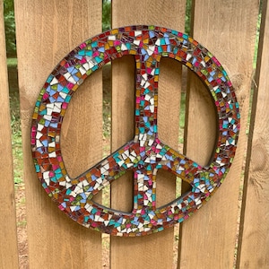 Mosaic Peace Sign 9"/12"/16" Round Hippie