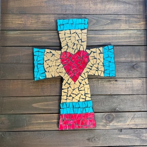 Mosaico cruzado / Colgante de pared / Esculturas y estatuas / 11&quot;x8&quot; / Decoración del hogar / Hecho a mano