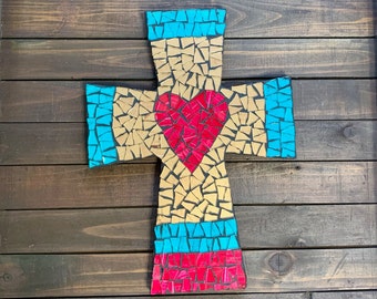 Cross Mosaic | Wall Hanging | Sculptures & Statues | 11"x8" | Home Decor | Hand Made