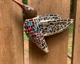 Mosaic Hummingbird,Ceramic Hummingbird,Wall Hanging Hummingbird,Garden Wall art,Housewarming Hummingbird ART, Ceramic Art.