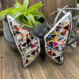 Artisanal Mosaic Butterfly,Looking Glass Mosaic Butterfly,Confetty Style Butterfly,Wall art,Housewarming Butterfly,Outdoor Ceramic Art.