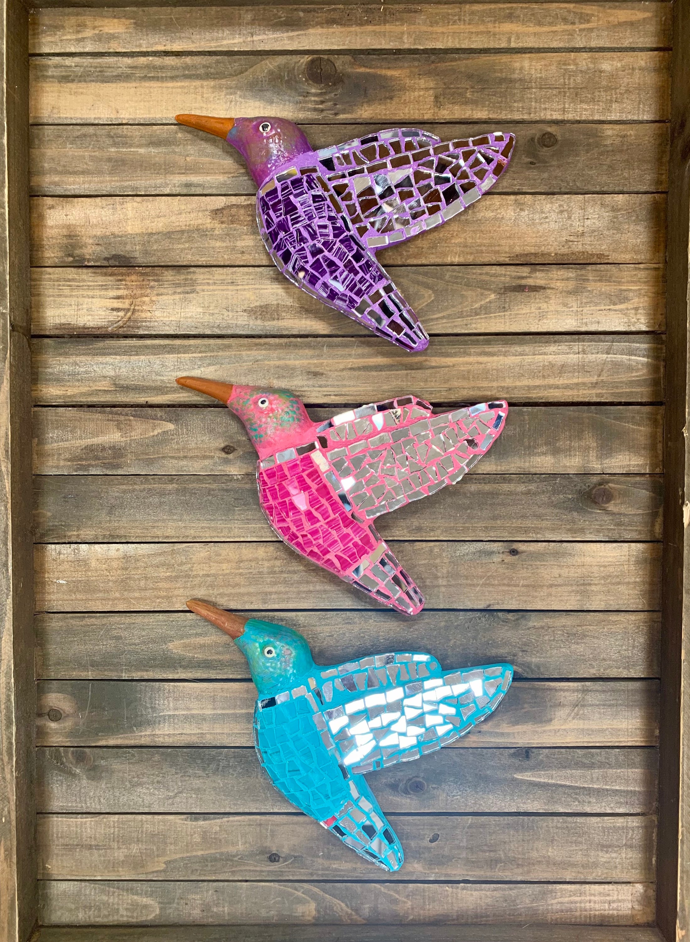 Set of 3 Mosaic Hummingbird,ceramic Hummingbird,wall Hanging