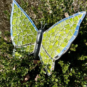 Artisanal Mosaic Mosaic Butterfly,Glass Mosaic Butterfly,Green Butterfly,Garden Wall art,Housewarming Butterfly,Outdoor Ceramic Art.