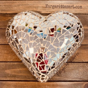 Looking Glass  Mosaic Heart , Wall Decor.