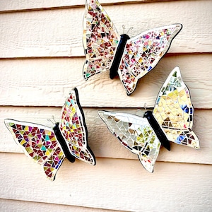Looking Glass Mosaic Butterflies/Artisanal Handmade mosaic butterflies / wall hanging./11&quot;L x 10.5&quot;W x 4&quot;H