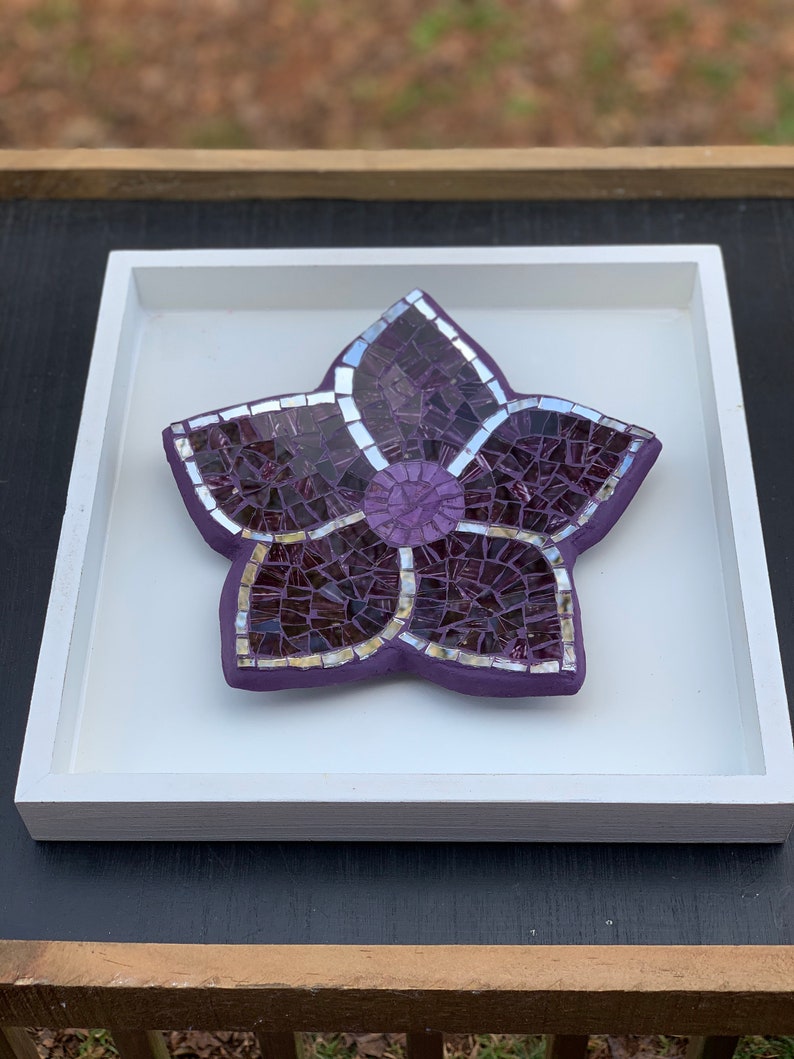 Handcrafted Mosaic Flower,Decorative Mosaic Artwork,Purple Summer Flower art-mosaic flower wall hanging-home decor-housewarming gift