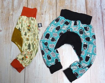 Scalable French terry baby child harem pants made in France