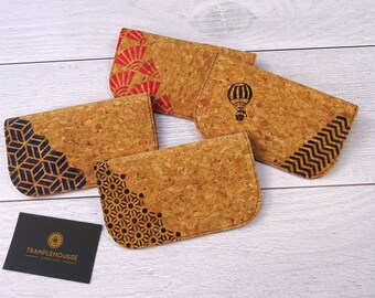 Tobacco pouch in cork with Japanese or hot air balloon pattern