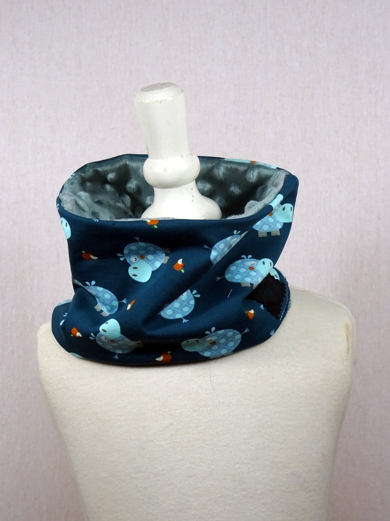 hippopotamus Snood child and soft stretchy baby bear rhinoceros pattern