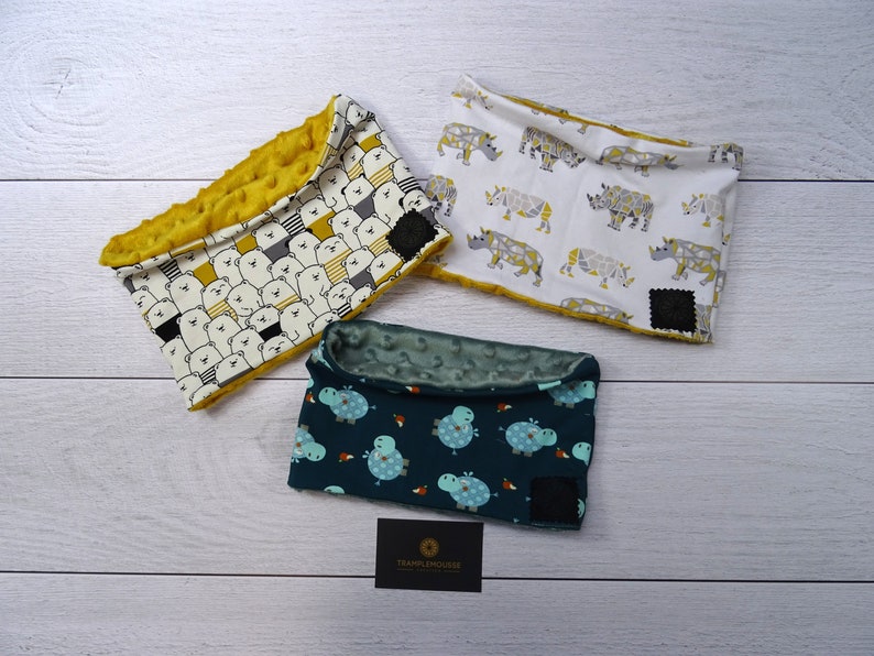 hippopotamus Snood child and soft stretchy baby bear rhinoceros pattern