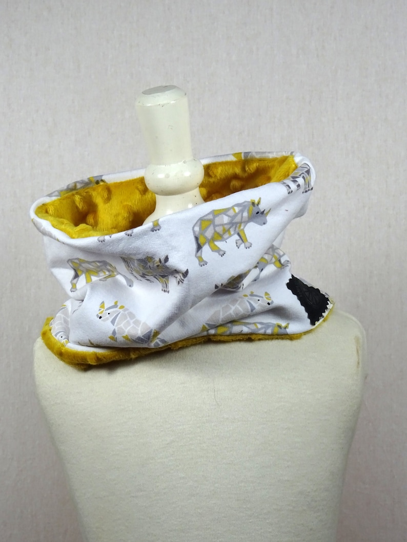 hippopotamus Snood child and soft stretchy baby bear rhinoceros pattern