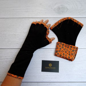 Original adult mittens with vintage flower pattern 7-léopard