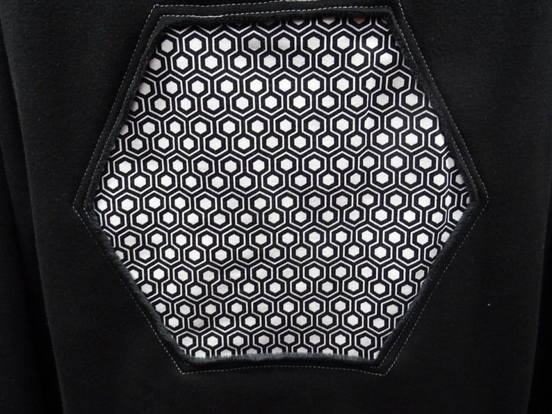 original black and white pattern hooded women/'s geometric