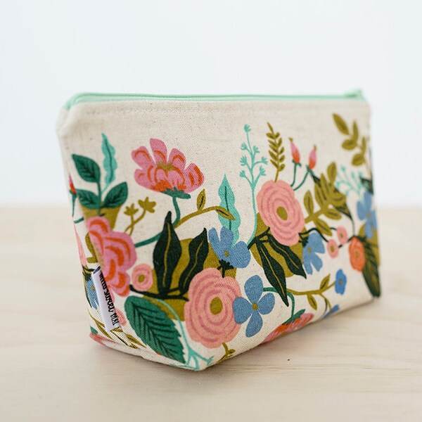 Makeup pouch. Rifle Paper Co. makeup bag. Floral zipper pouch. Waterproof cosmetic case. Pencil case. Wet pouch. Floral zipper pouch