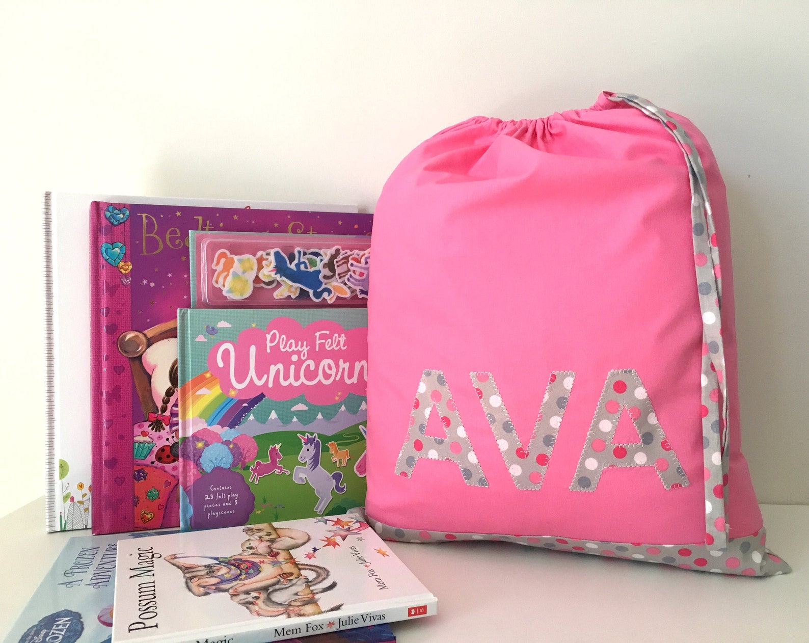 Personalised name bag library kindy preschool childcare Etsy