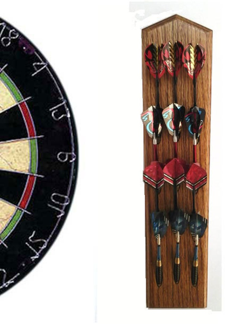 Oak Dart Holder Wall Mount Darts Display Rack. Game Room Man Etsy