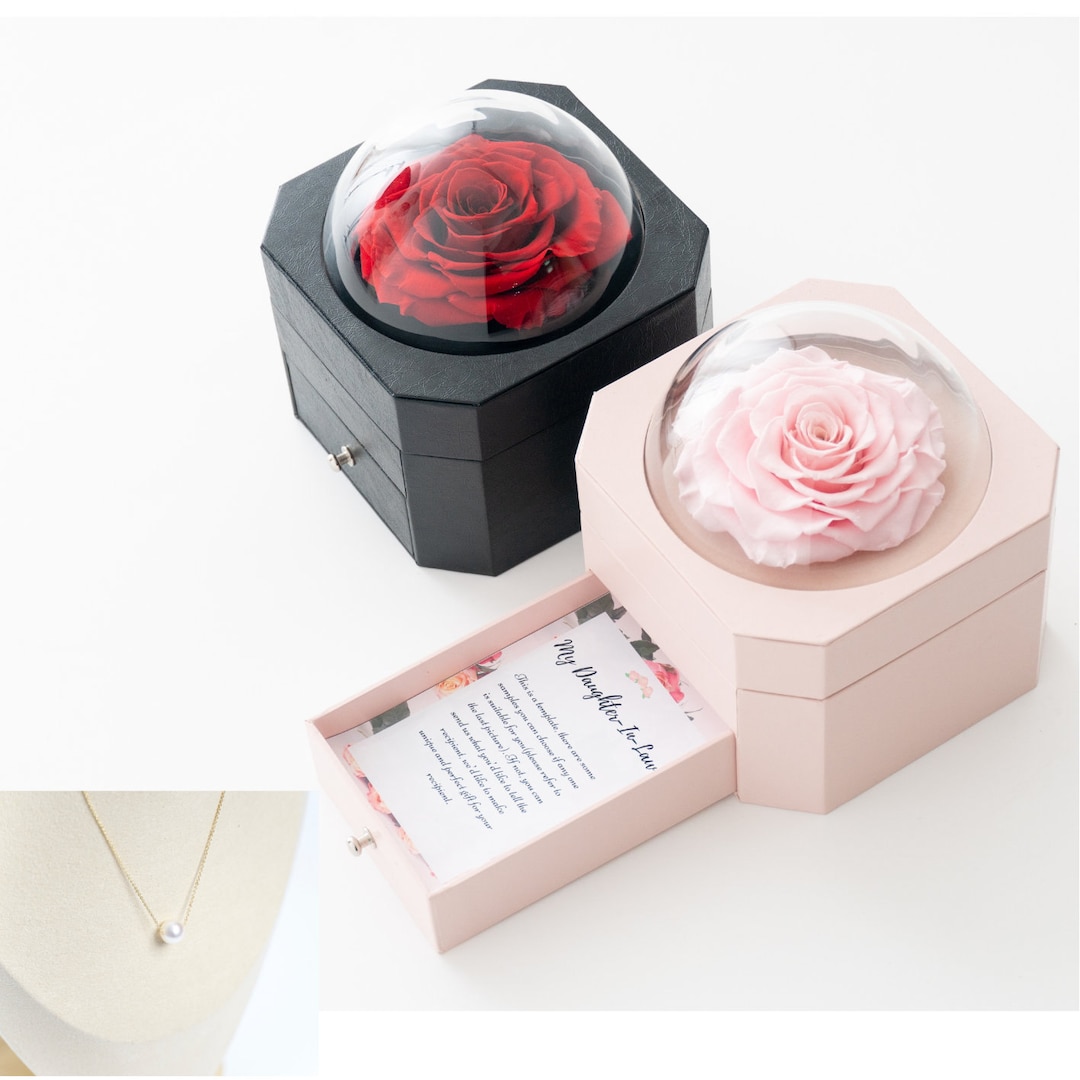 Rosa Stabilizzata Vera Con Collana A Cuore - Regalo Romantico Per San Valentino, Anniversari, Compleanni - Foto 10