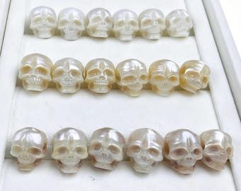 10x14mm White Turquoise Carved Skull Head Gemstone Beads Mala Necklaces 10x14mm White Turquoise Carved Skull Head Gemstone Beads Mala Necklaces