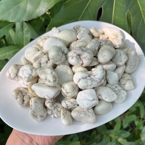 Tumbled White Turquoise Stones: Choose Ounces or lb Bulk Wholesale Lots，Raw Healing Crystals