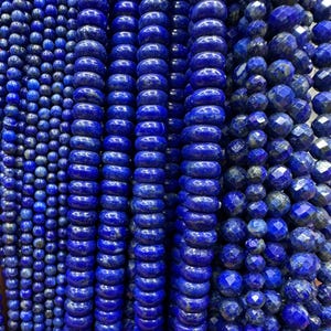 1 Full Strand 15.5&quot; Natural Lapis Lazuli Abacus Bead Gemstones Smooth Natural Blue Lapis Lazuli 6mm 8mm 10mm For Jewelry Making