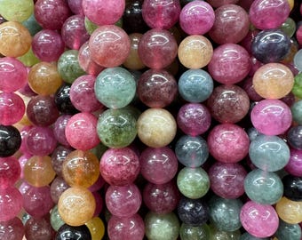 1 Full Strand 15.5" Multicolor Tourmaline Coloured Stone Faceted Rainbow beads 4mm 6mm 8mm 10mm rainbow tourmaline faceted beads