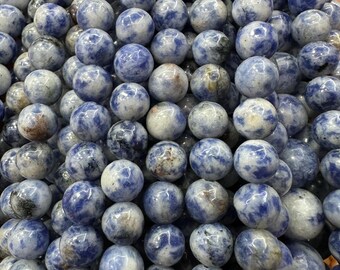 Blaue Punkt Jaspis Edelstein Perlen: 4-12 mm Glatte runde Edelstein, DIY Schmuck Design 15.5 "