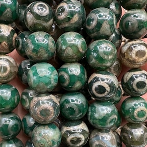 1 Full Strand 15.5" Antique green Tibetan DZI Beads 6mm 8mm 10mm 12mm Eye DZI Agate Gemstones Beads For Jewelry Making