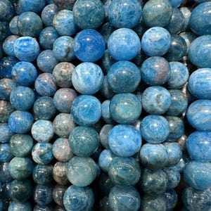 1 Full Strand 15.5&quot; Blue Apatite Gemstone Beads 4mm 6mm 8mm 10mm  Polished Gemstone Beads For Jewelry Making